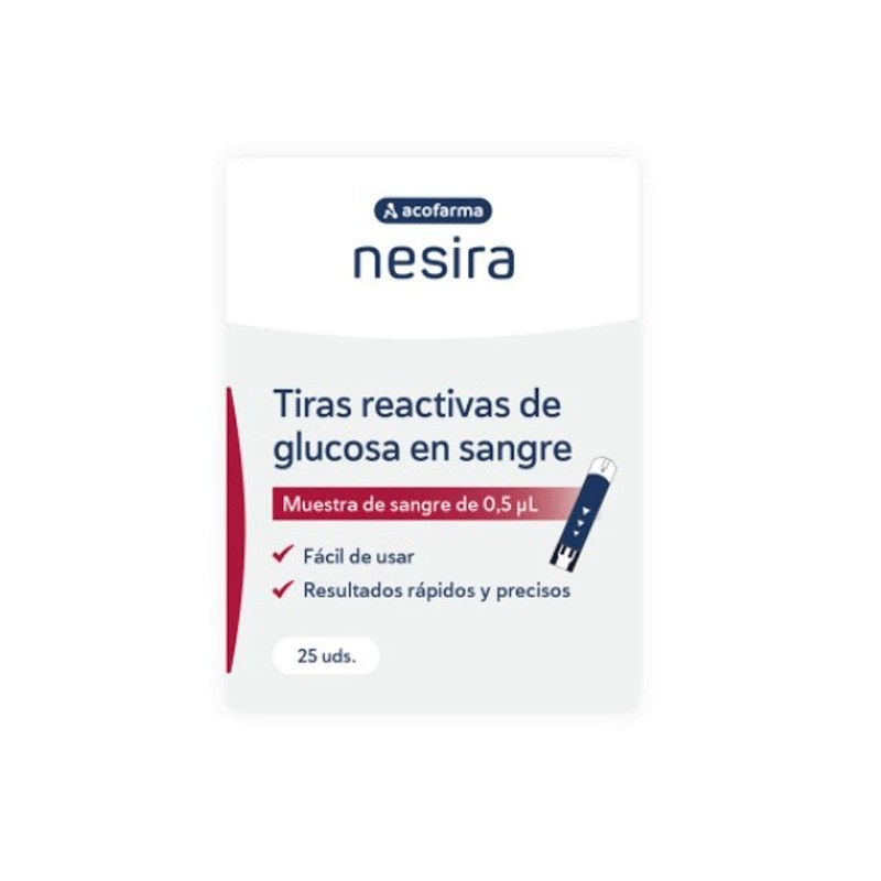 Tiras de teste de glicose de Acophar, 25Pcs.