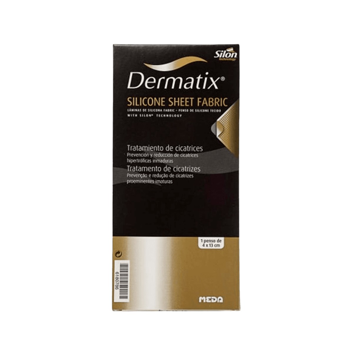 Dermatix Laminado de silicone de tecido, 4 x 13 cm