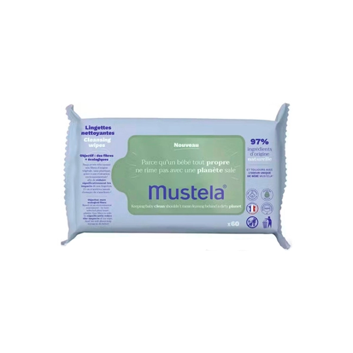 Lenços umedecidos Mustela, 60 toalhetes