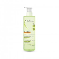 A-Derma Exomega 2-em-1 Emollient Gel de Limpeza Corpo & Cabelo, 500ml