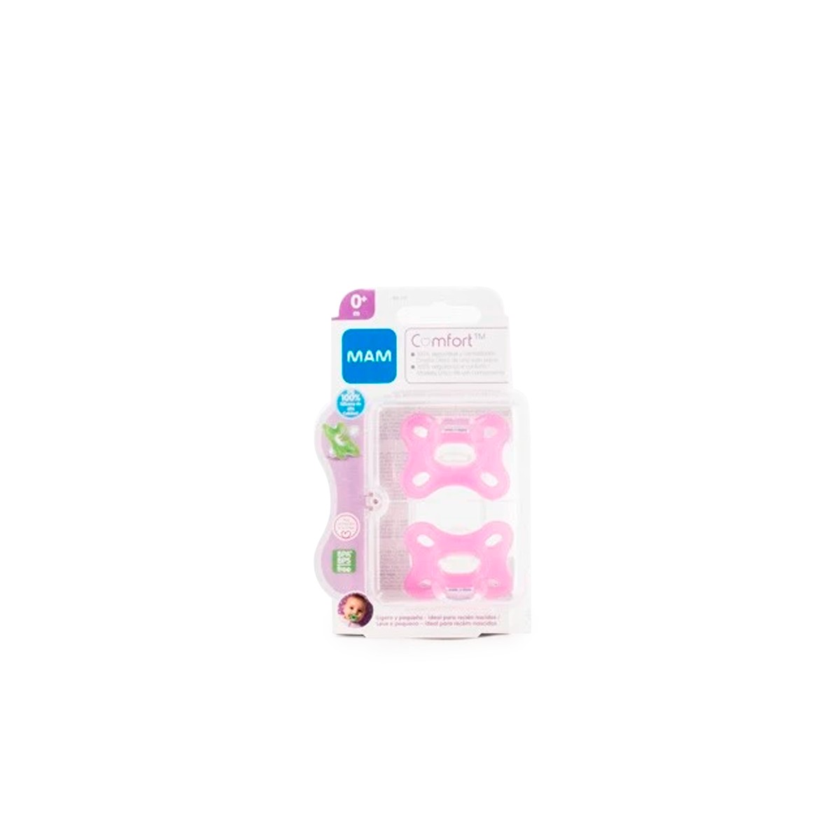 MAM Comfort Chupeta de Silicone 0+M Pack Duplo Rosa