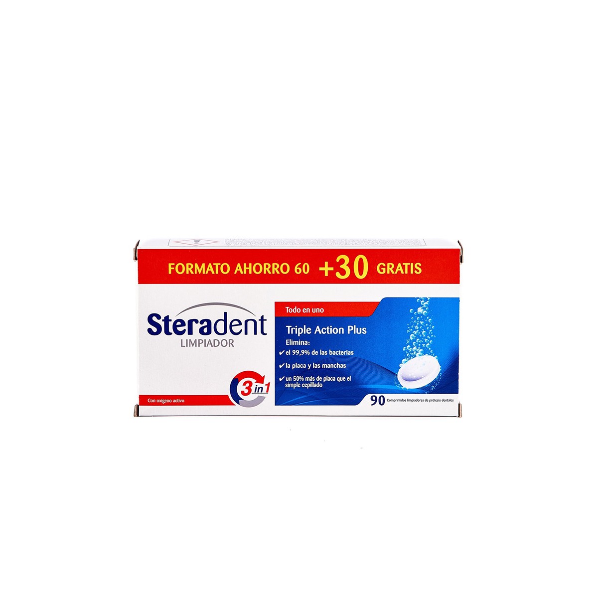 Steradent Triple Action Plus 3 em 1, 90 comprimidos