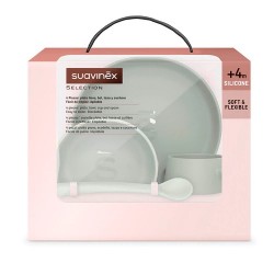 Louça infantil Suavinex em silicone verde de cor intensa