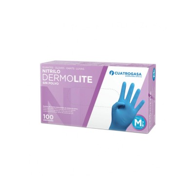 Luvas dermolite feitas de nitrilo tamanho M sem pó, 100 unidades