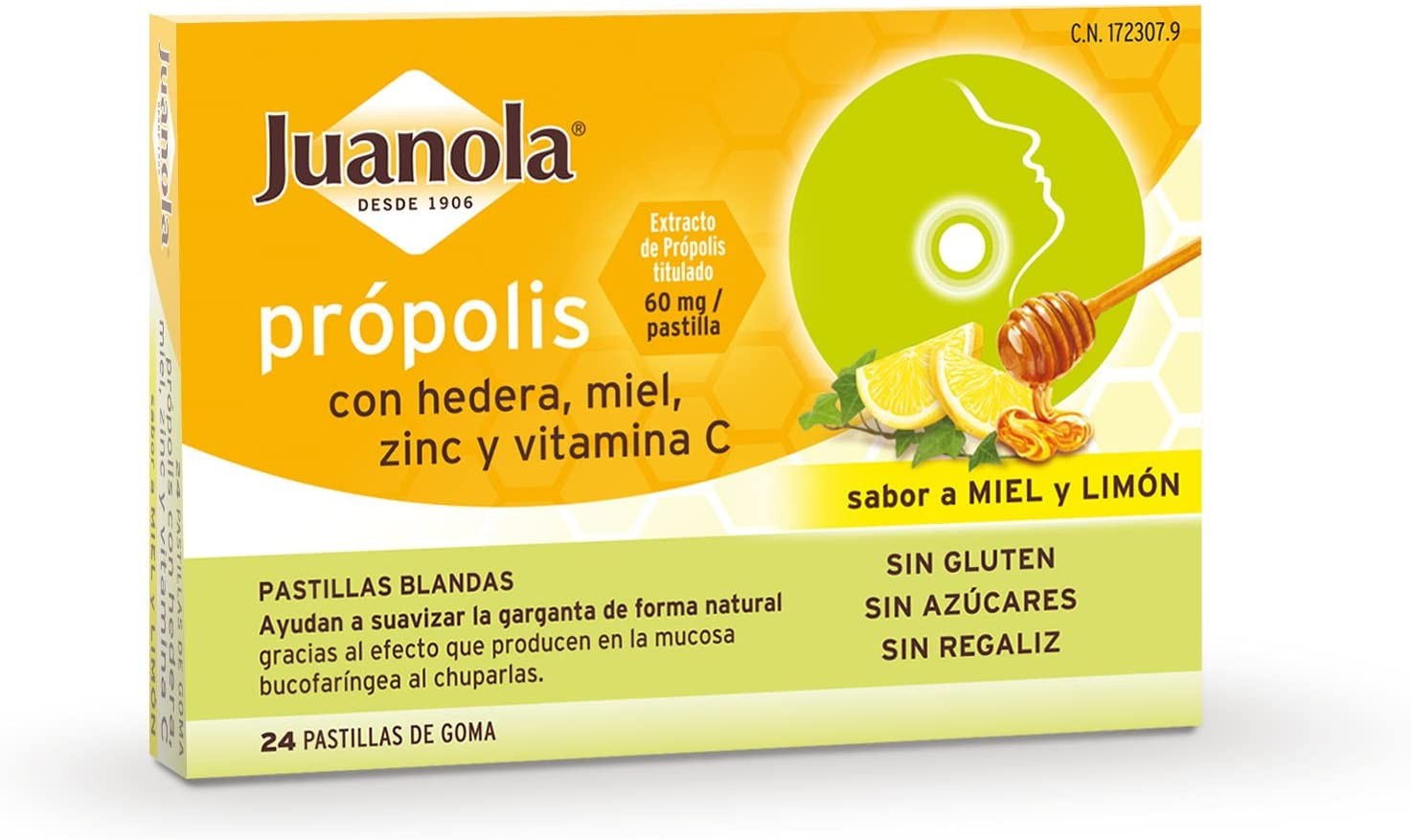 Juanola Própolis Hedera, Mel e Limão, 24 comprimidos.