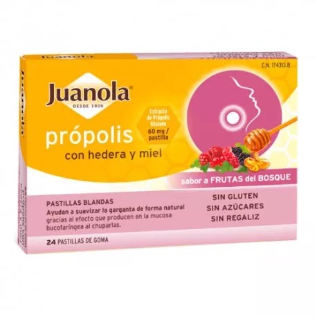Juanola Própolis Hedera Forest Fruit Flavor, 24 comprimidos.