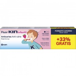 Pasta Infantil Morango Fluor Kin, 75 + 25ml.*