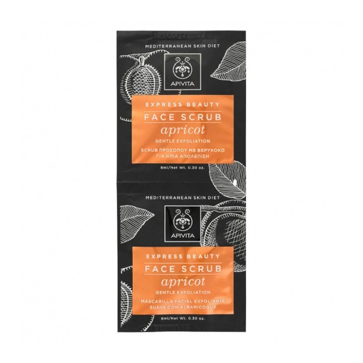 Apivita Máscara Facial de Esfoliação Suave com Damasco. 2x8ml