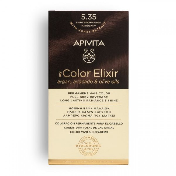 Apivita Tint my Color Elixir 5.35, Mogno Ouro Castanha Claro.