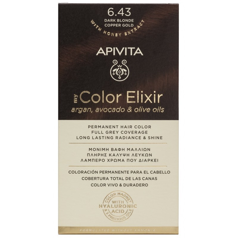 Apivita minha cor Elixir tonalidade 6,43, cobre escuro loiro ouro