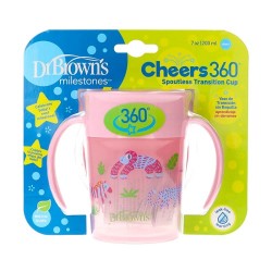 Dr Brown torce copo de transição 360º sem bico rosa, 200 ml