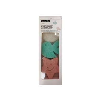 Esponja de banho infantil Suavinex Konjac, 3 unidades