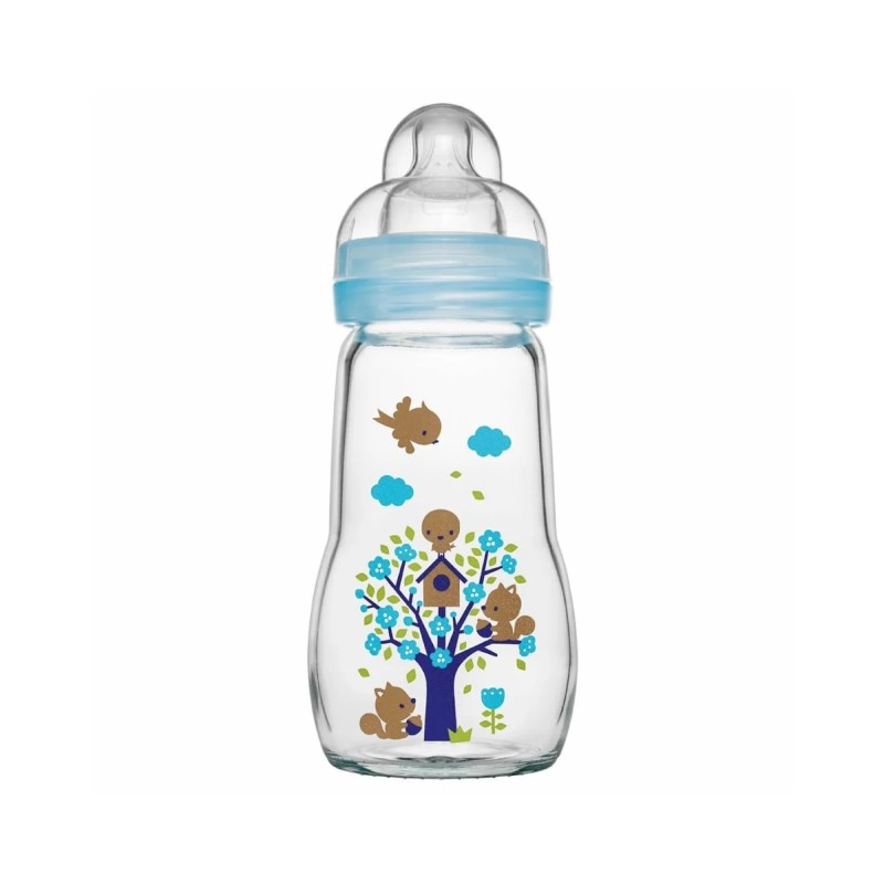 MAM Biberón Sinta-se bem Cristal Azul+2M, 260 ml