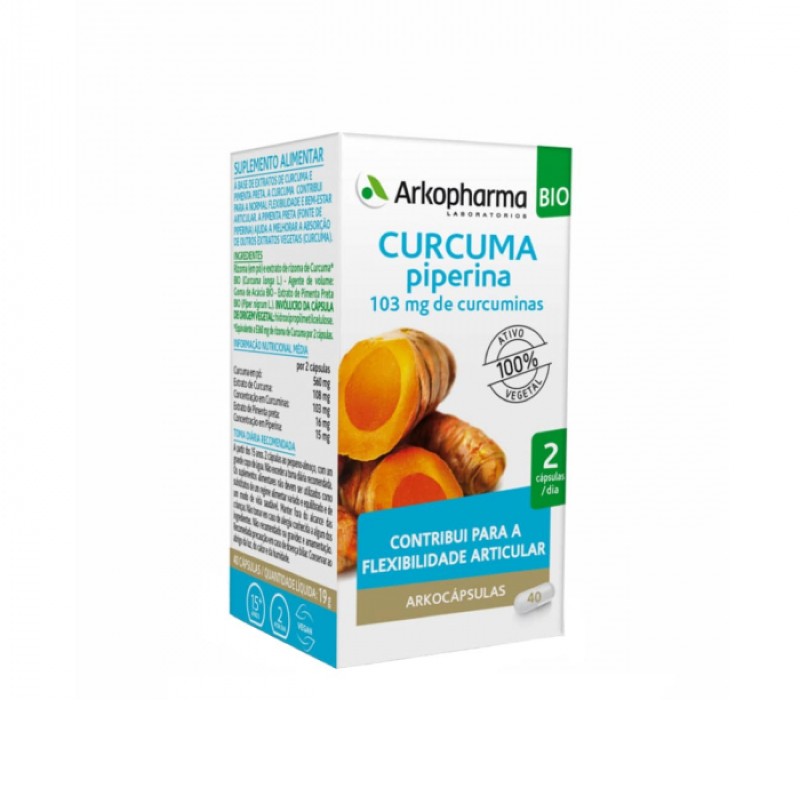 Arkopharma Piperina de cúrcuma, 80 cápsulas