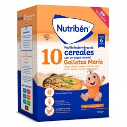 Nutriben 10 Cereais Mel, Bolachas Maria 600g