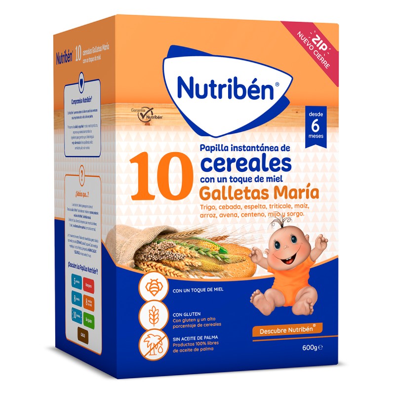 Nutriben 10 Cereais Mel, Bolachas Maria 600g