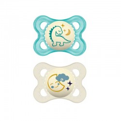 MAM Original Night Blue Chupeta de silicone simétrica +0M, 2 unidades