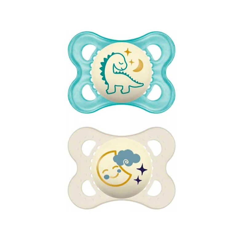 MAM Original Night Blue Chupeta de silicone simétrica +0M, 2 unidades