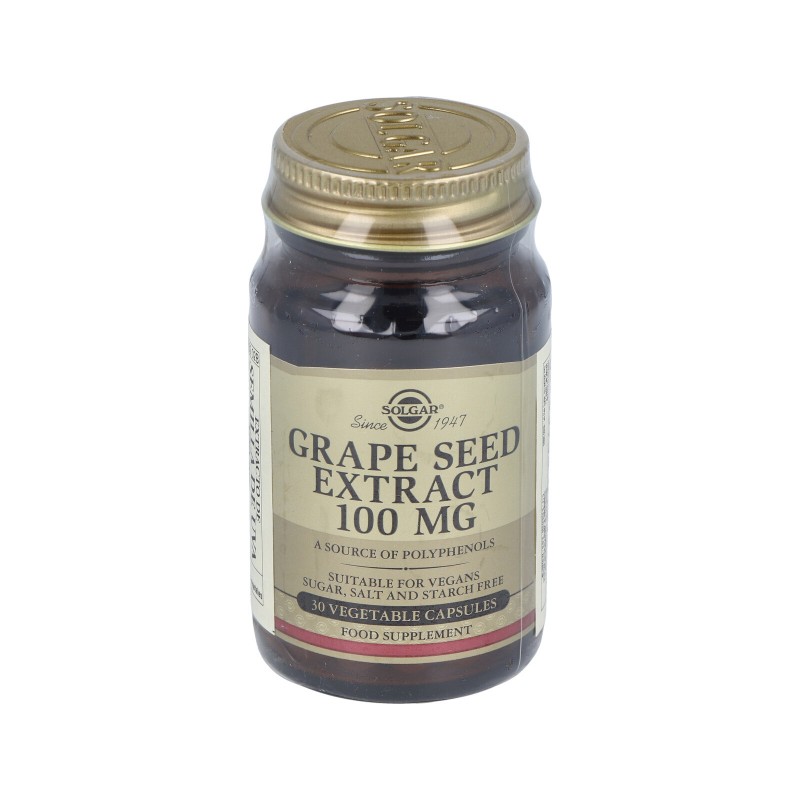 Solgar Extrato de semente de uva 100 mg, 30 cápsulas vegetais.
