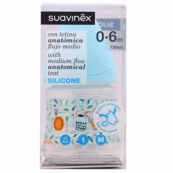 Suavinex Mamadeira Anatômica Teto Silicone Classic 1M,150 ml