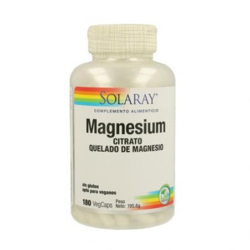 Solaray Citrato de magnésio, 180 cápsulas vegetarianas
