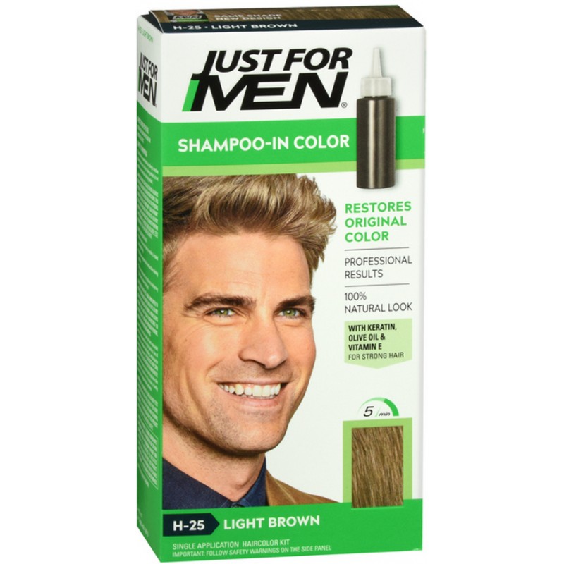Just For Men Shampoo Coloração Castanho Claro, 30ml.