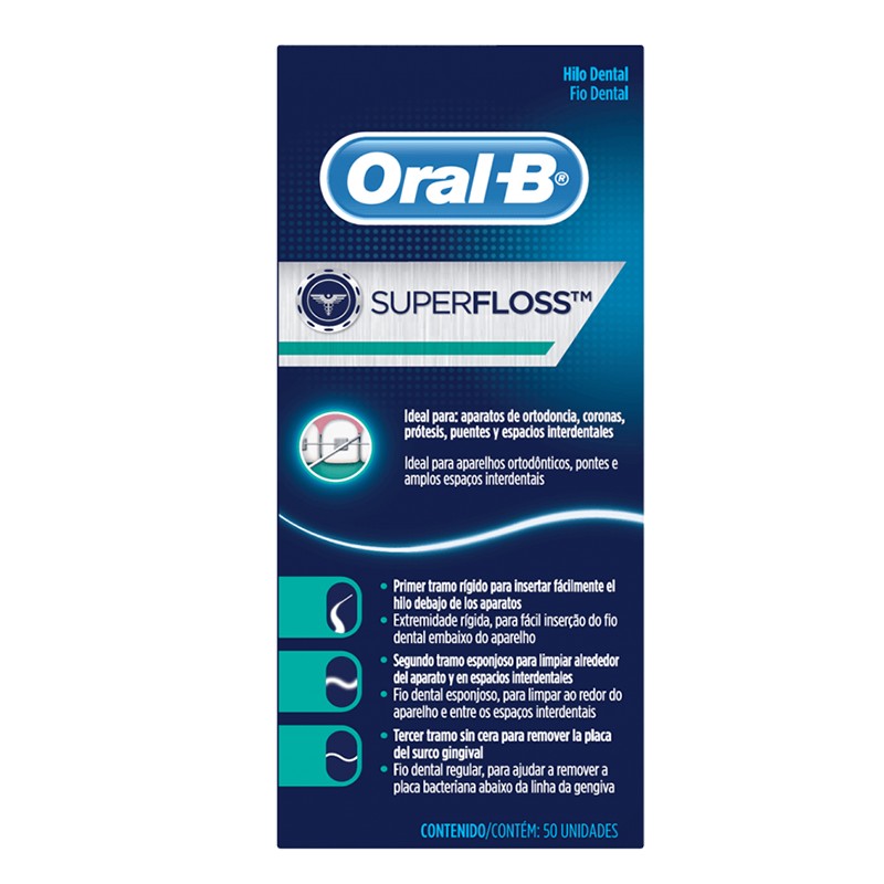 Oral-B Super floss seda dental precortada, 50 unidades