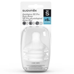 Suavinex Tetina Silicone Fisiológica Fluxo Denso SX Pro+ 6 Meses, 2 unidades 