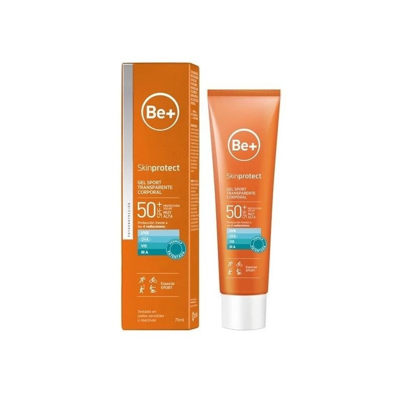 BE+ Skinprotect Gel Sport Transparente Corporal SPF50+, 75ml