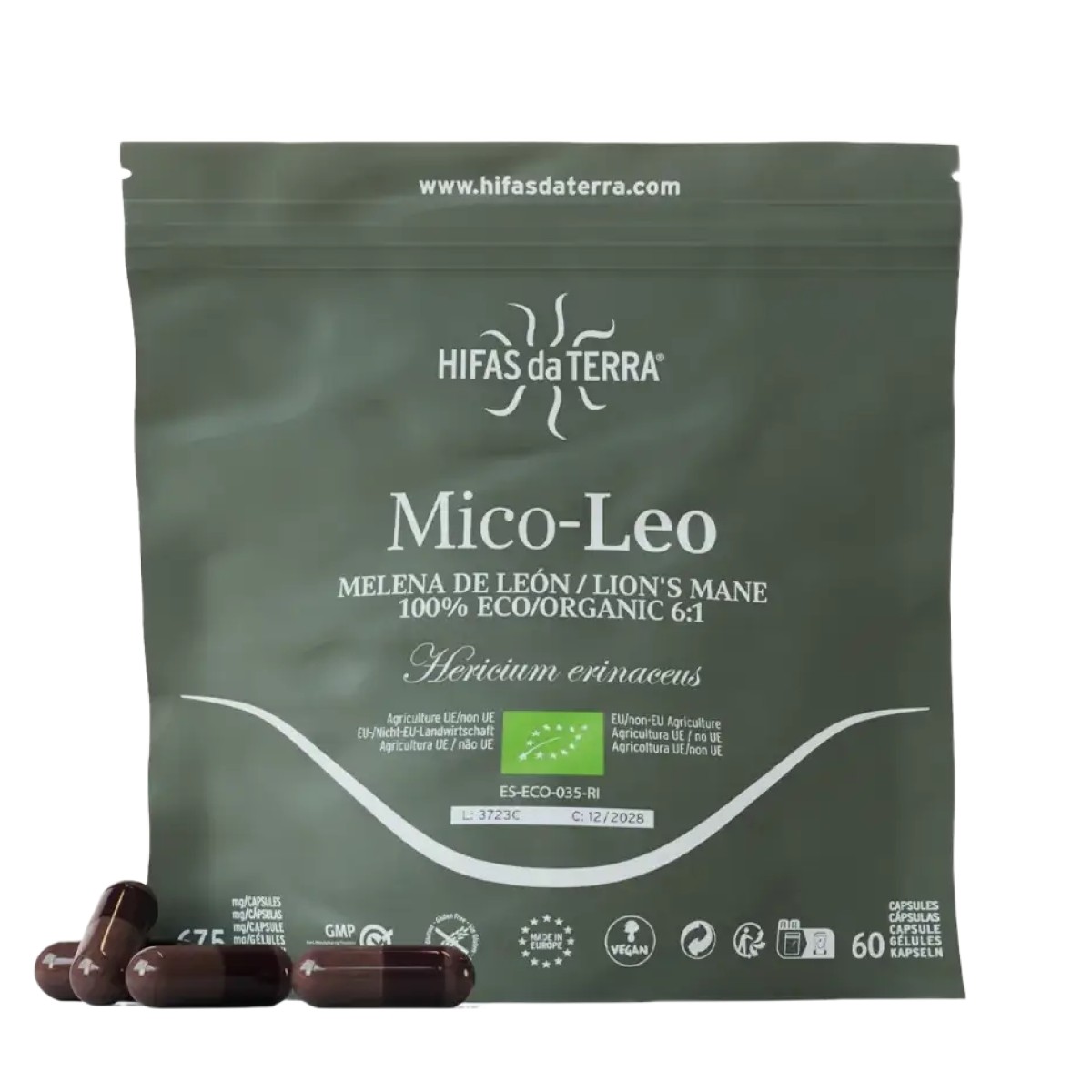 Hifas da Terra Mico-Leo (Melena de Leon) Refill, 60 cápsulas