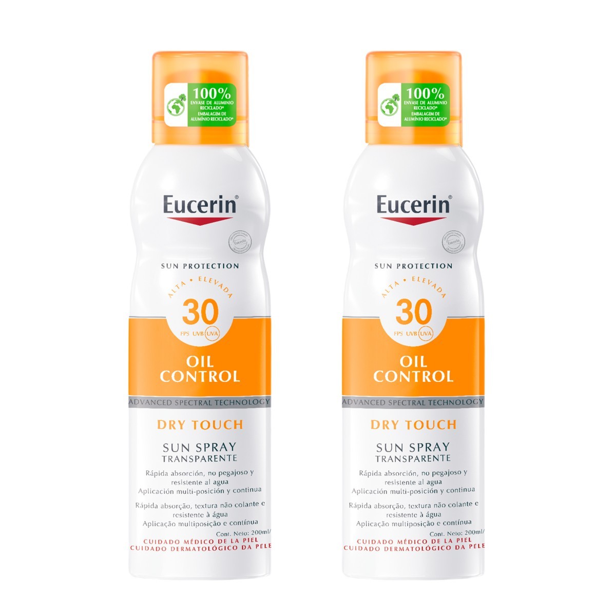 Eucerin Sun SPF30 Spray Transparente Toque Seco, Oferta Duplo 2x 200 ml