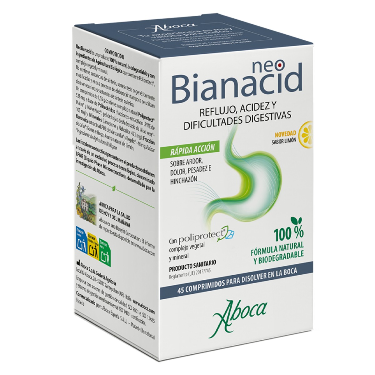 Aboca Neobianacid Sabor Limão, 45 comprimidos
