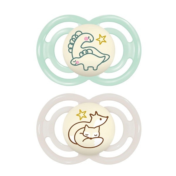 MAM Noite Perfeita Chupeta de Silicone Neutro Fisiológico +6M, 2 unidades