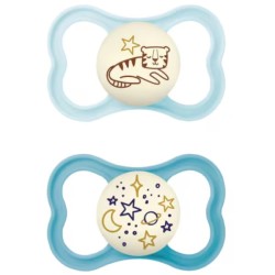MAM Supreme Night Blue Chupeta Simétrica de Silicone +6M, 2 unidades