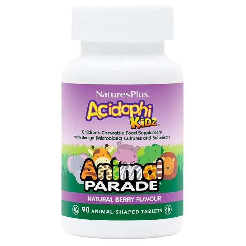 Natures Plus Animal Parade Acidophikidz, 90 Comprimidos.