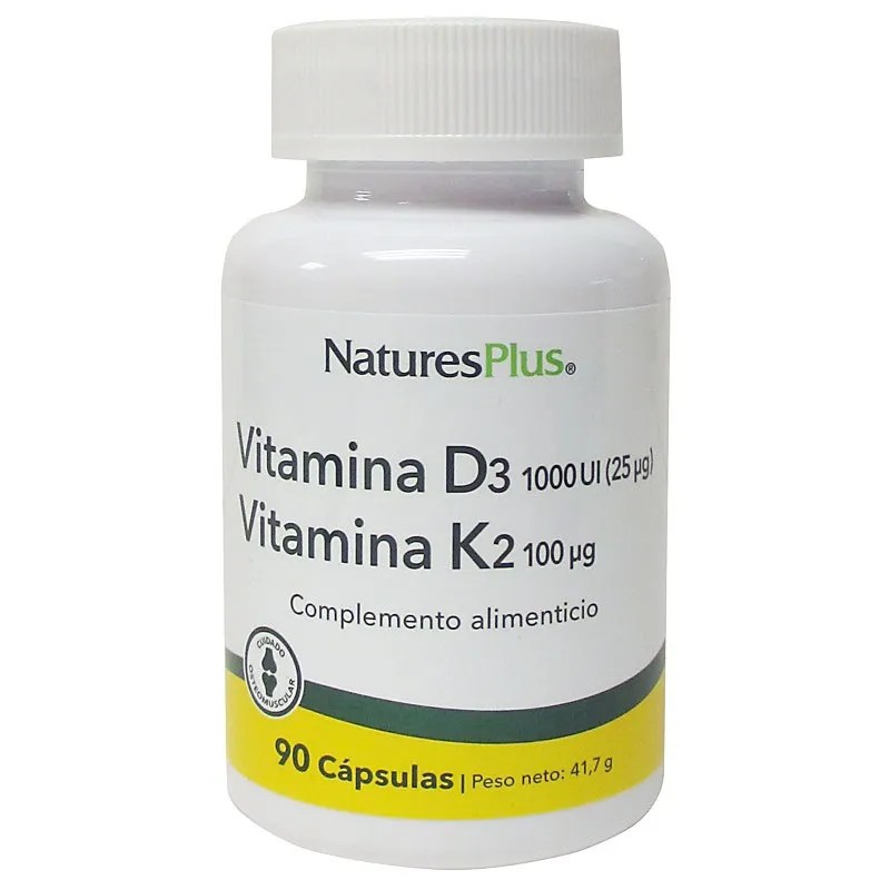 Natures Plus Vitamina D3-Vitamina K2, 90 cápsulas.