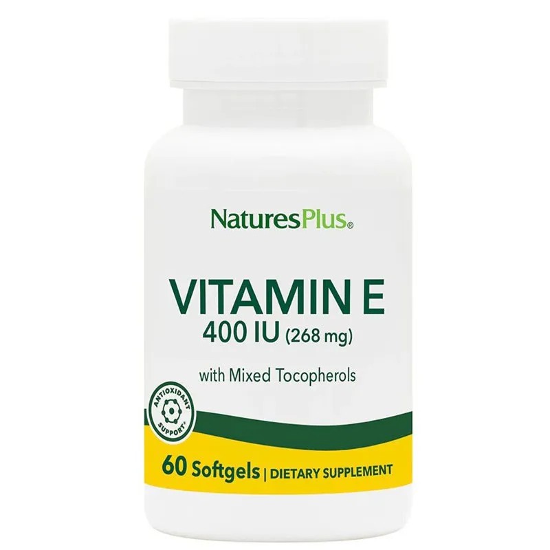 Natures Plus Vitamina E 400 UI, 60 pérolas.