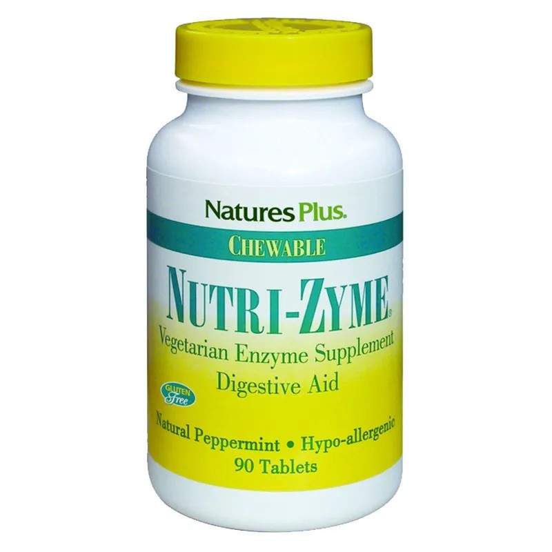 Natures Plus Nutri-Zyme, 90 composições mastigáveis.