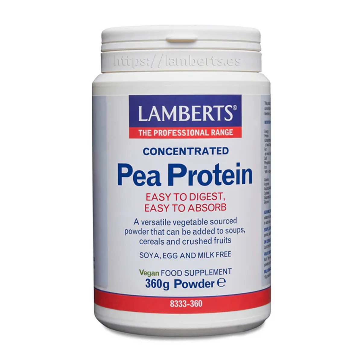 LAMBERTS Proteína de ervilha, 360 gramas.