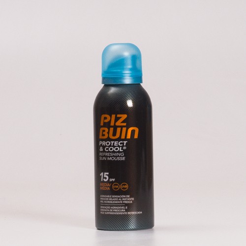 Piz Buin SPF15 Protect & Mousse Fresco Solar Refrescante, 150ml.