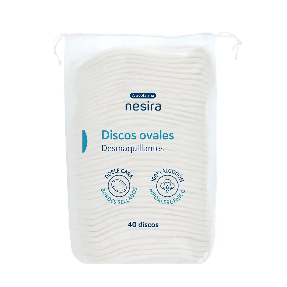 Almofadas demaquilantes Acofarderm, 40 peças