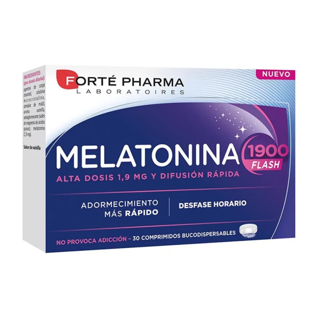Forte Noche Melatonina Flash 1900, 30 comprimidos bucodispersáveis