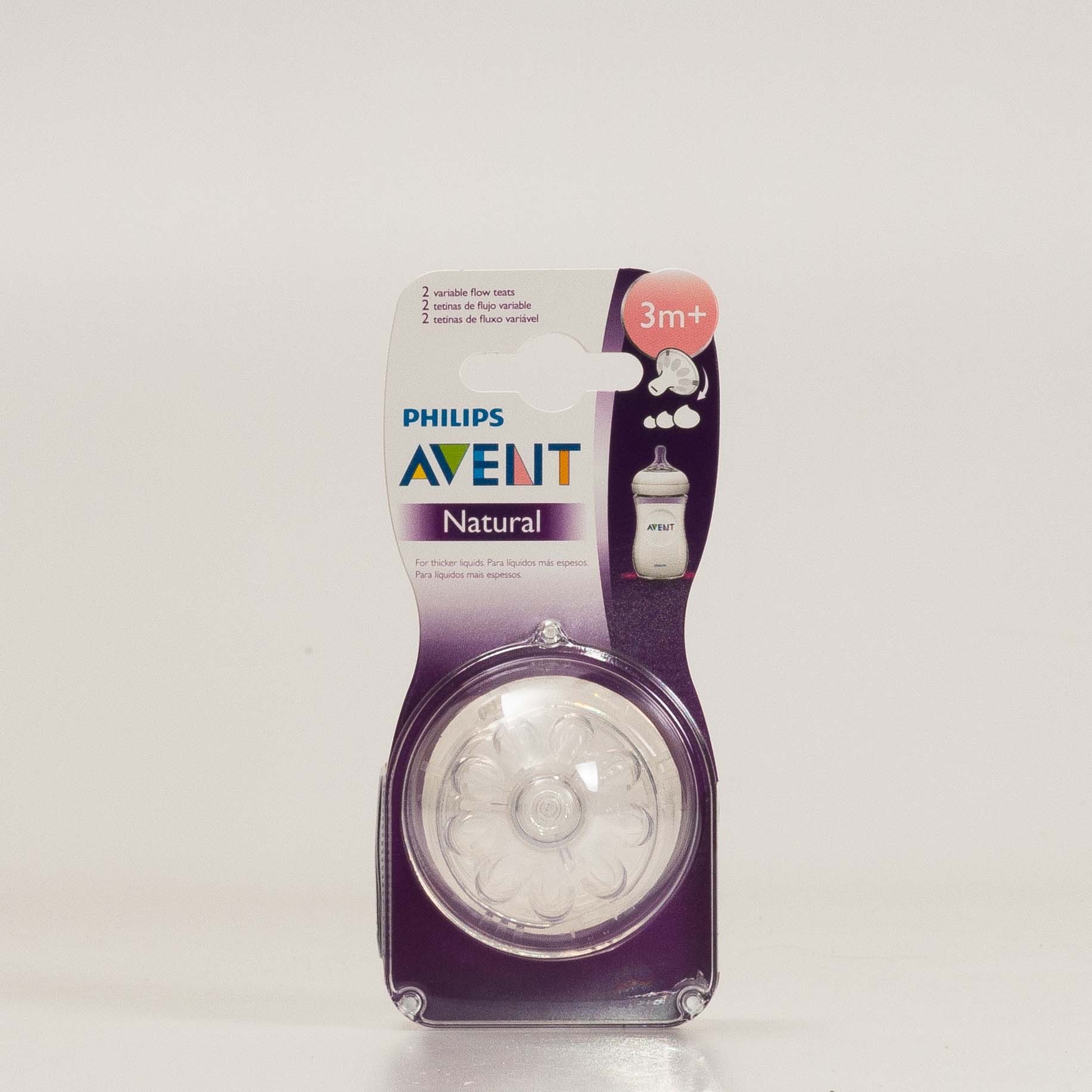 Mamilo de fluxo variável Avent +3M, 2U